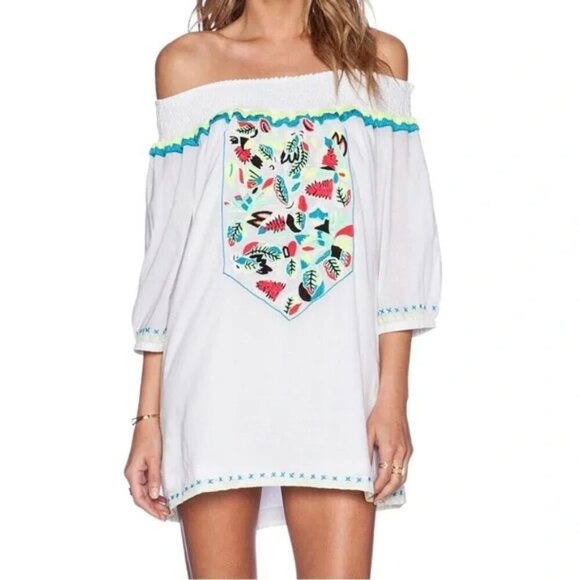 Eloquii Embroidered Boho Tunic Floral Dress in White - Picture 1 of 10